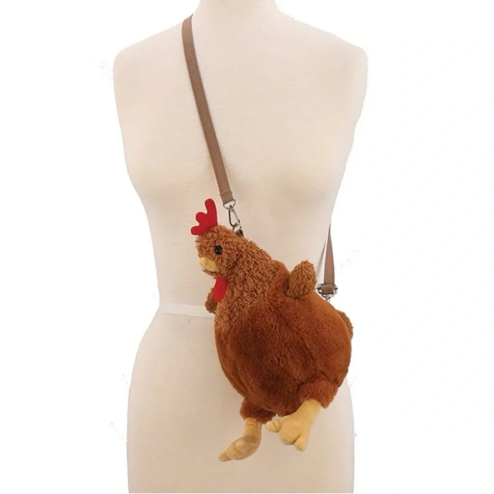 NWT Plush Chicken Crossbody Bag - Brown - Picture 6 of 6